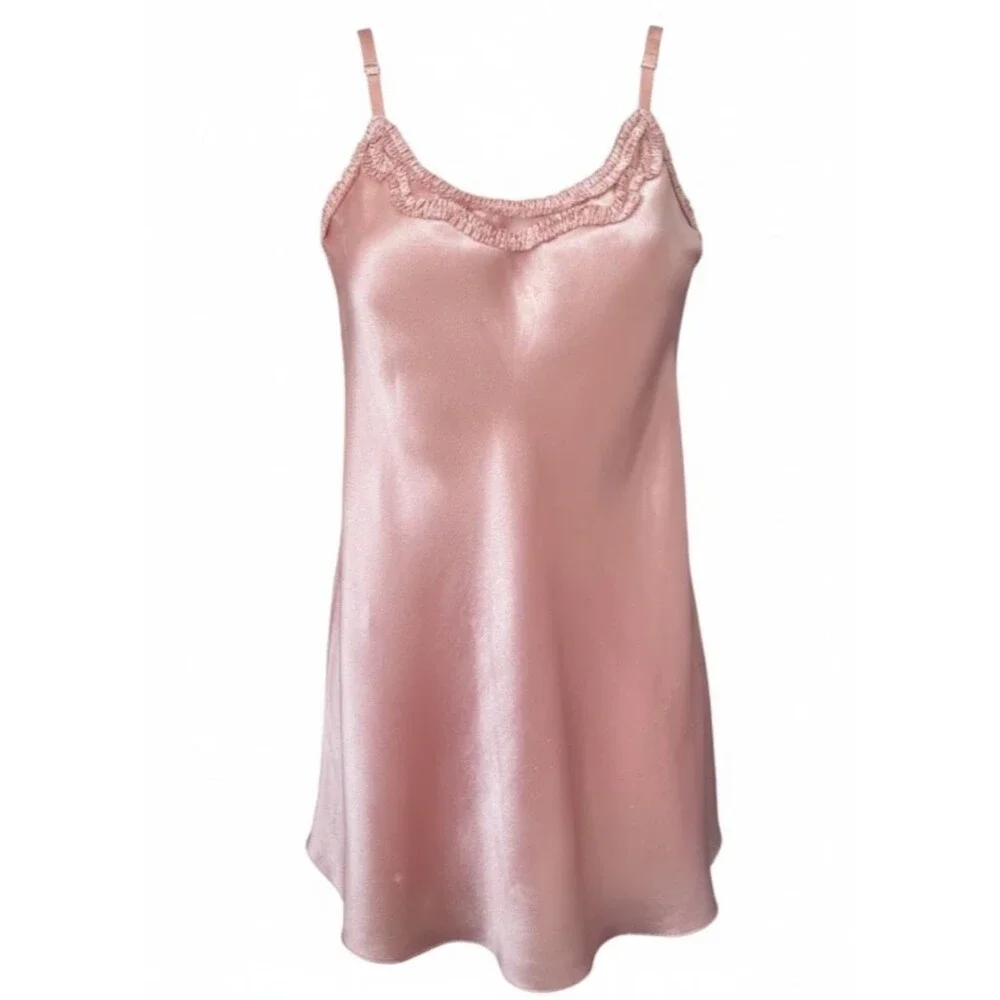 VTG Oscar de la Renta Pink Label Silk Satin Nightie Chemise Dress Soft Girl